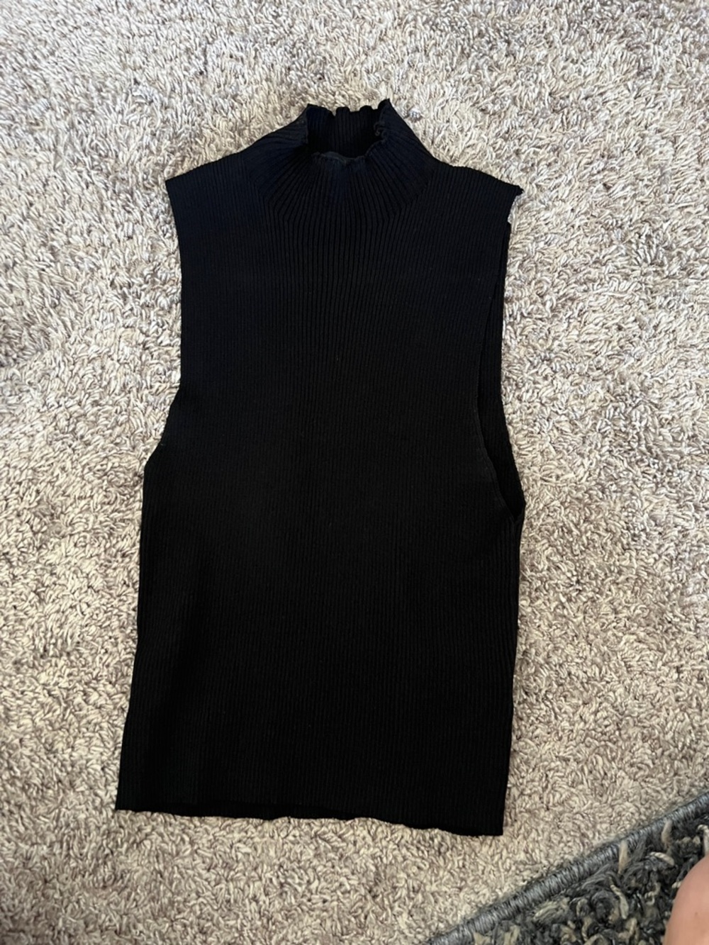 Lioness Black Ribbed Mock Neck Tank Top